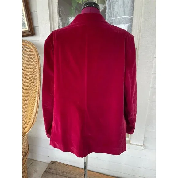 VIntage 1960s Martha Manning Womens Velvet Blazer Burgundy Sz 18 XL - Picture 5 of 13